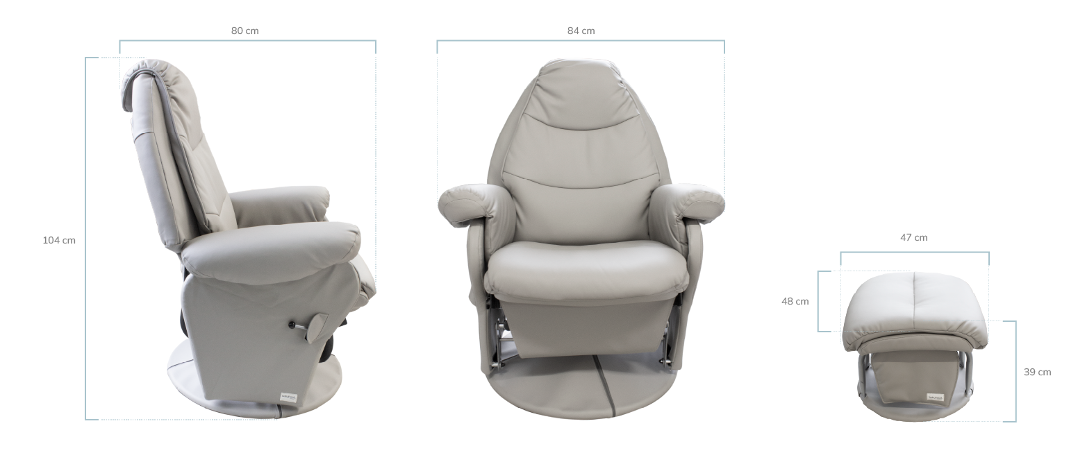 كرسي هزاز للرضاعة من فوغ مع مسند قدم، قماش رمادي فولاذي