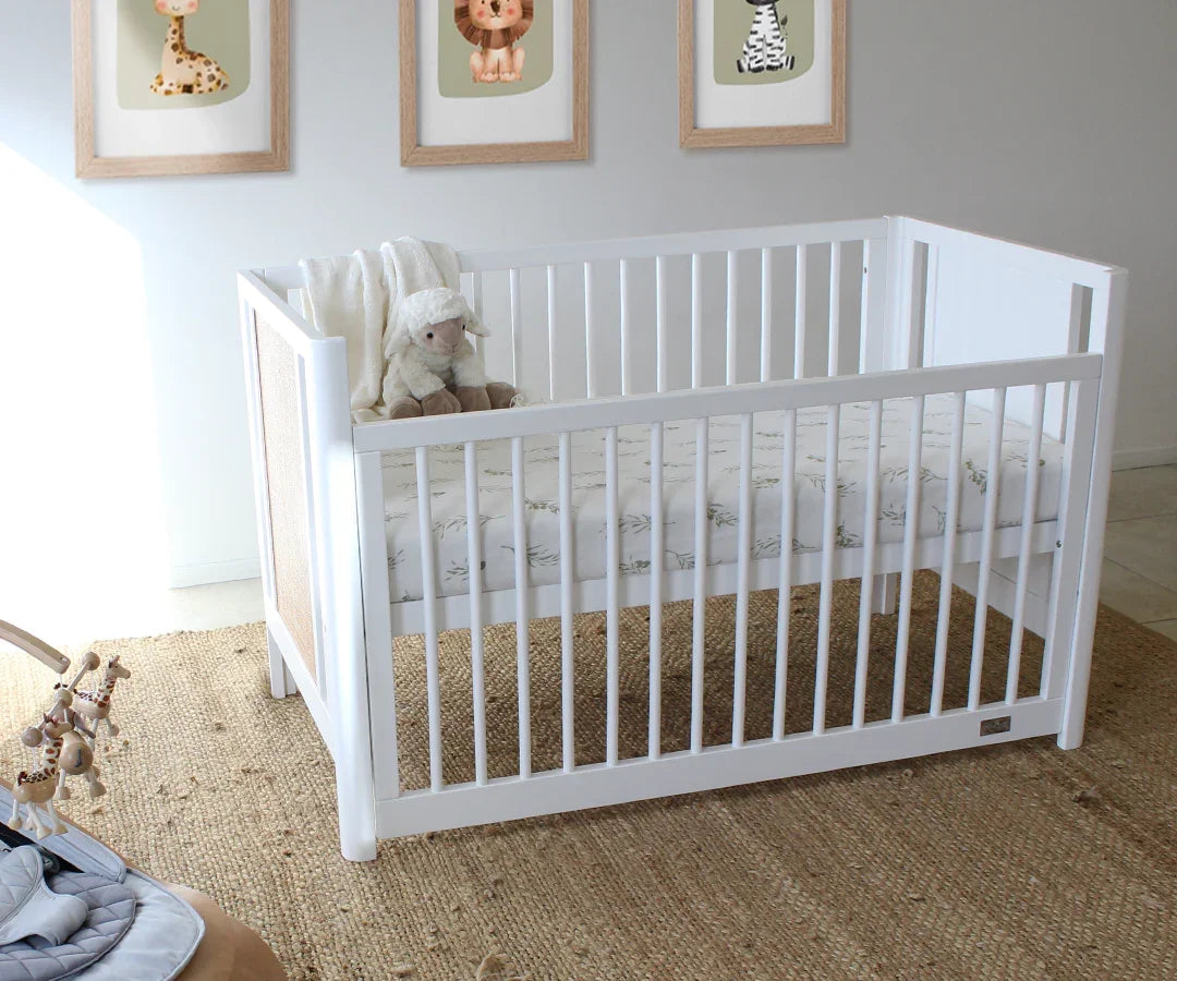 Aliya Rattan Cot — A nursery that feels like you — White