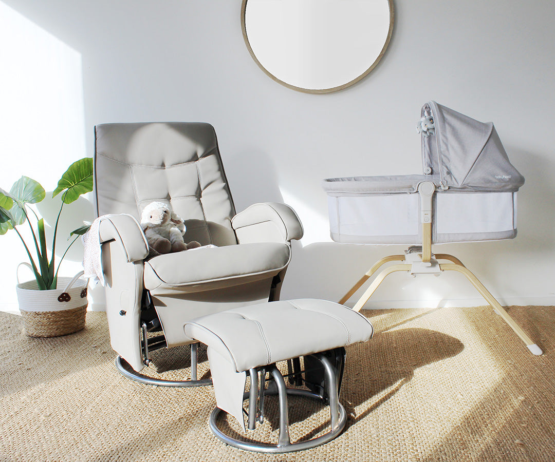 Vogue Feeding Glider Chair & Ottoman Boucle Cream