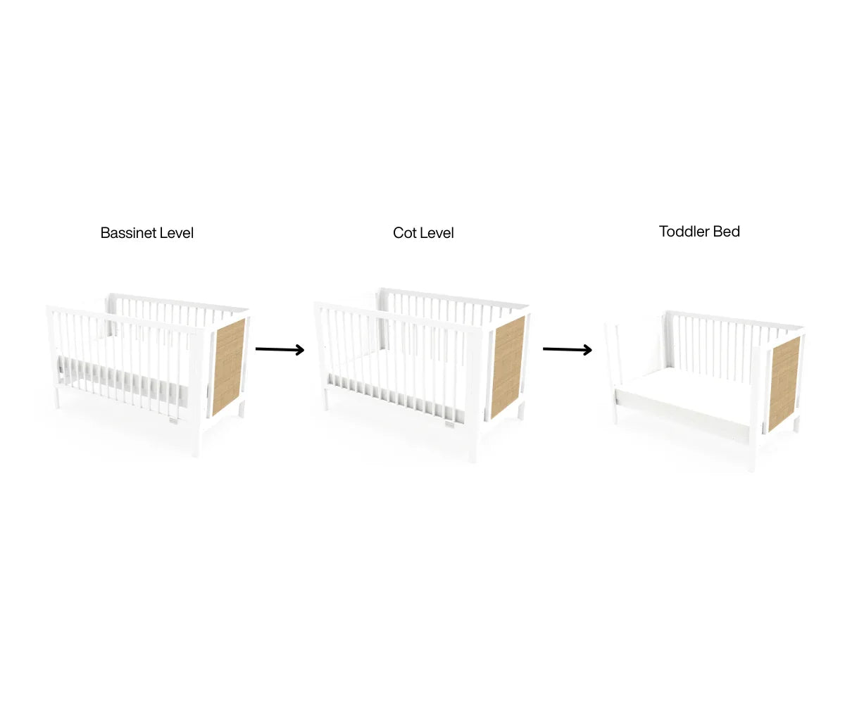 Aliya Rattan Cot: White