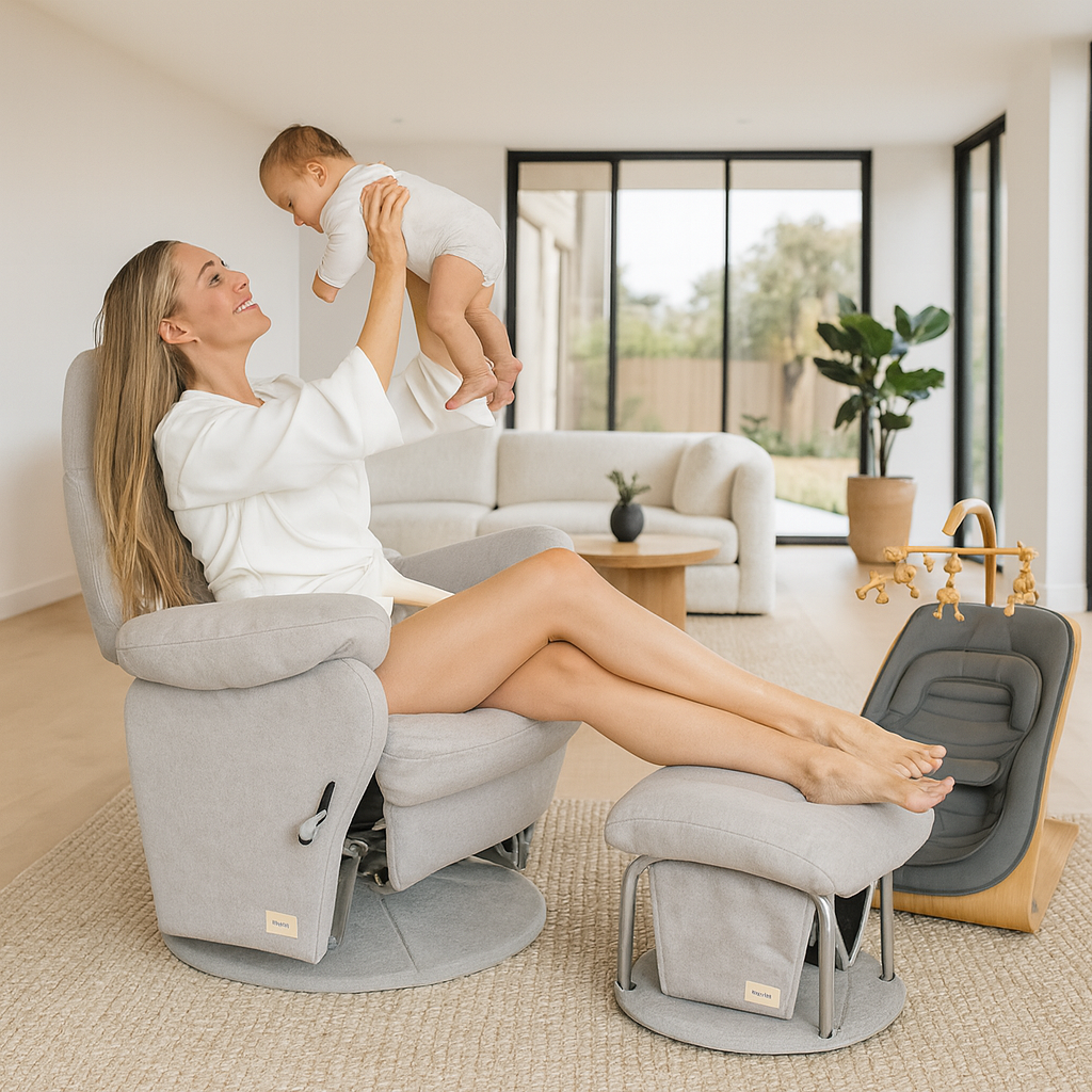Vogue Feeding Glider Chair & Ottoman Boucle Cream