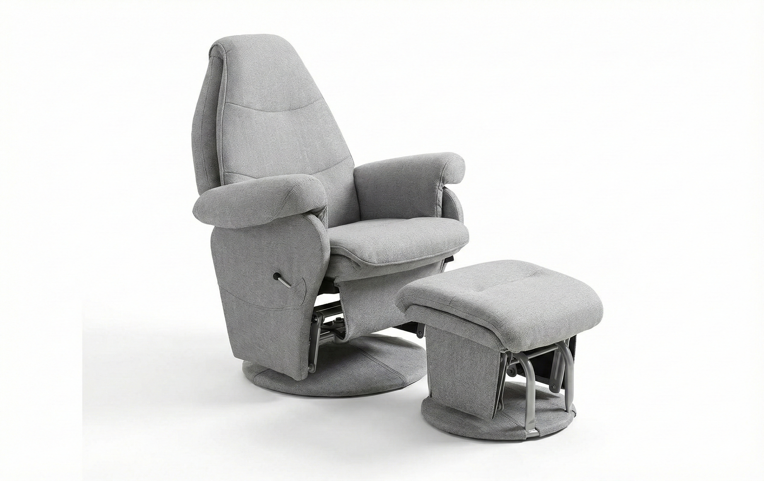 Vogue Feeding Glider Chair & Ottoman Steel Grey Fabric