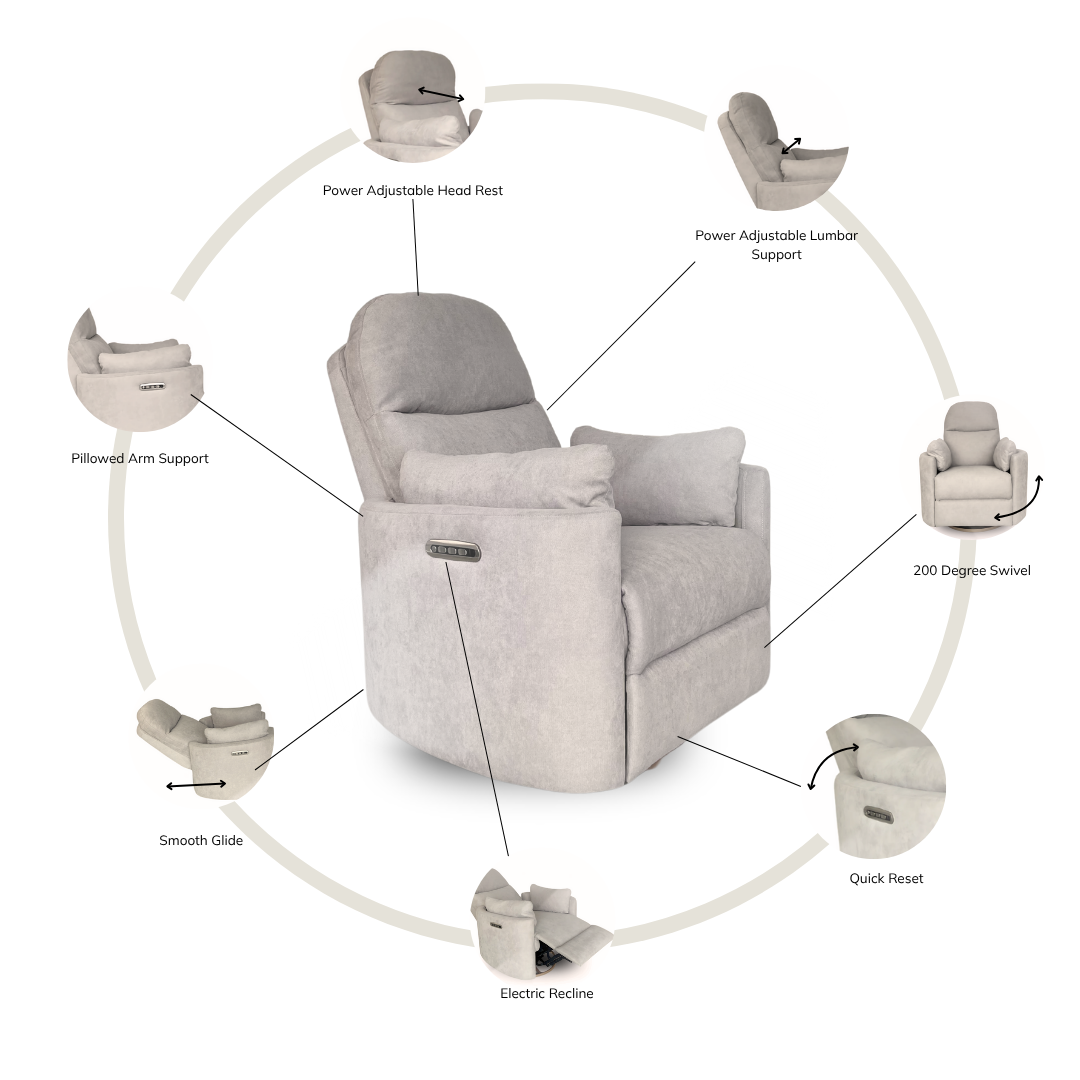 Firenza Electric Feeding and Recliner Glider Chair – Latte