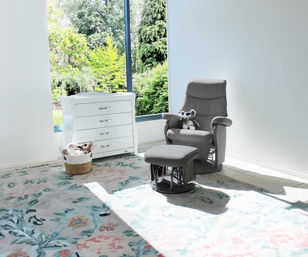 Vogue Feeding Glider Chair & Ottoman Boucle Cream