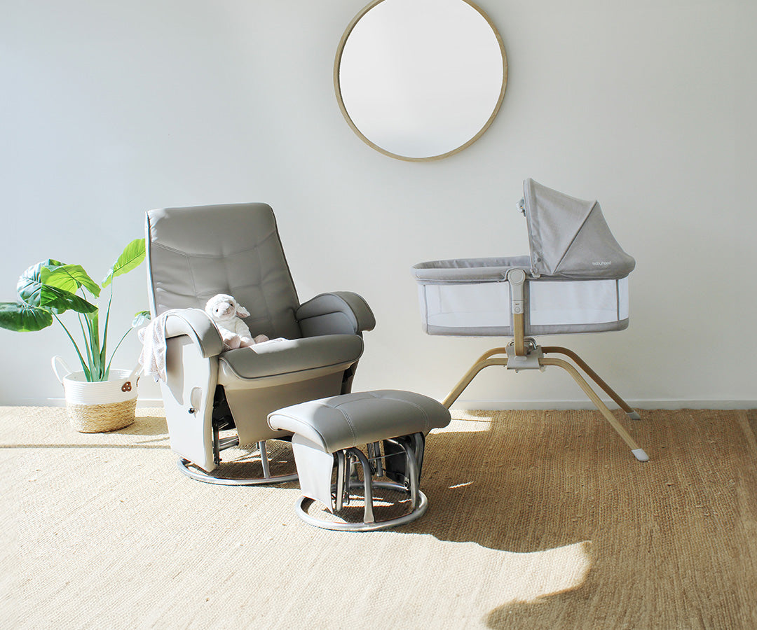 Vogue Feeding Glider Chair & Ottoman Boucle Cream