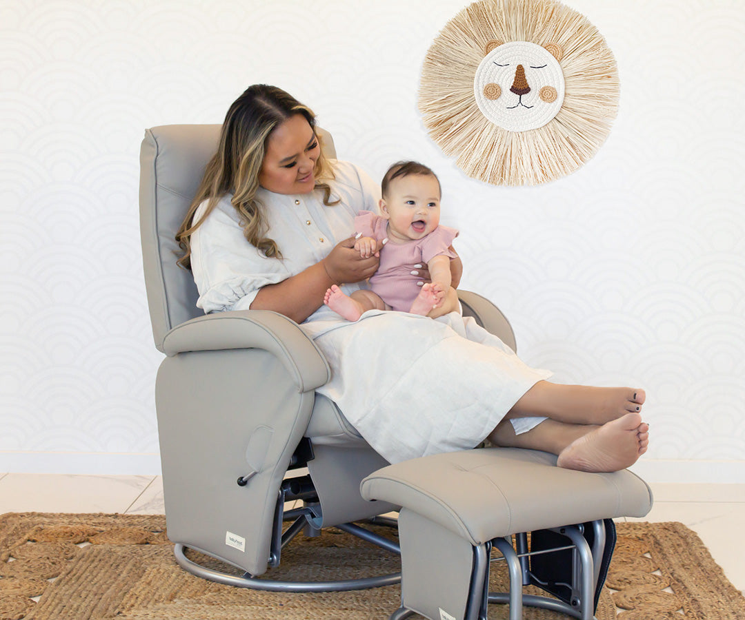 Vogue Feeding Glider Chair & Ottoman Boucle Cream