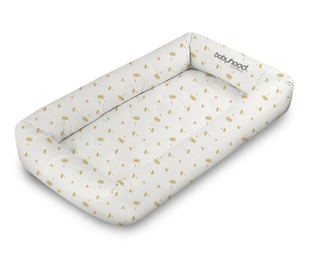 Babyhood GCC Original Cosy Crib with dandelion print, soft white baby nest bed
