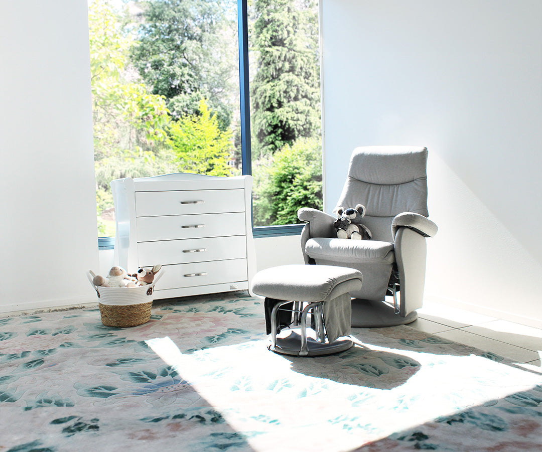 Vogue Feeding Glider Chair & Ottoman Boucle Cream