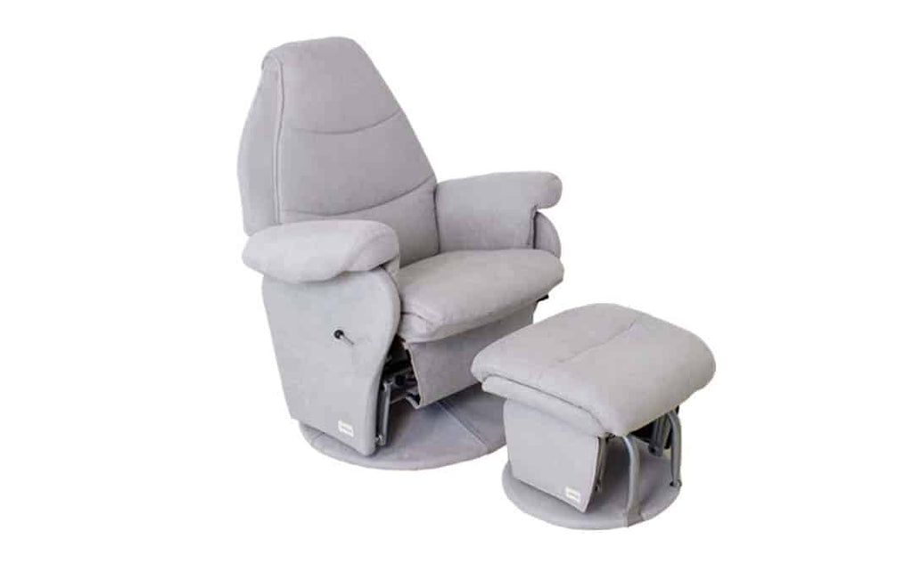 Vogue Feeding Glider Chair & Ottoman Steel Grey Fabric