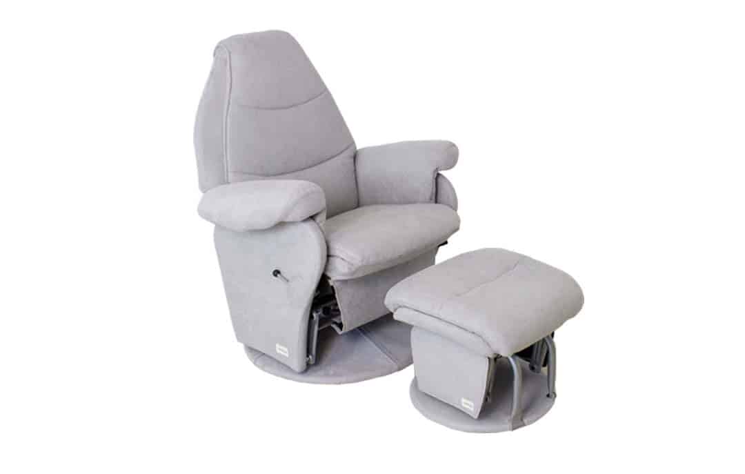 Vogue Feeding Glider Chair & Ottoman Steel Grey Fabric