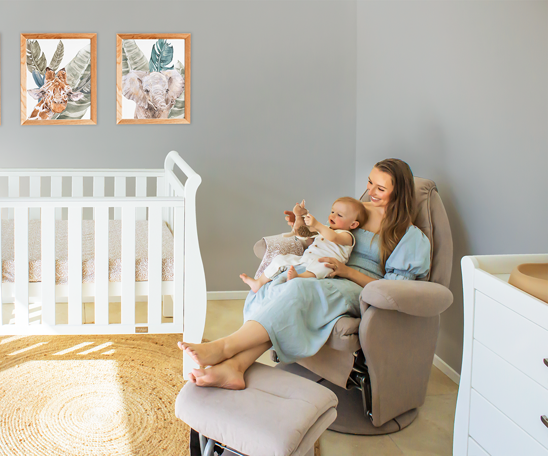 Vogue Feeding Glider Chair & Ottoman Boucle Cream