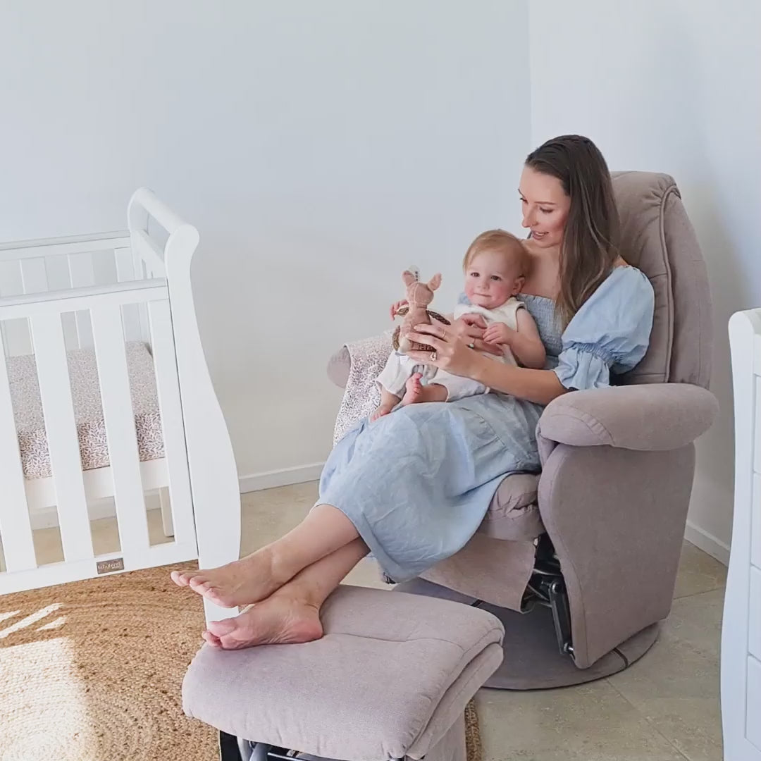 Vogue Feeding Glider Chair & Ottoman Boucle Cream
