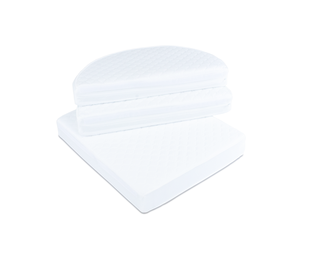 Babyhood GCC white quilted crib mattress parts on white background